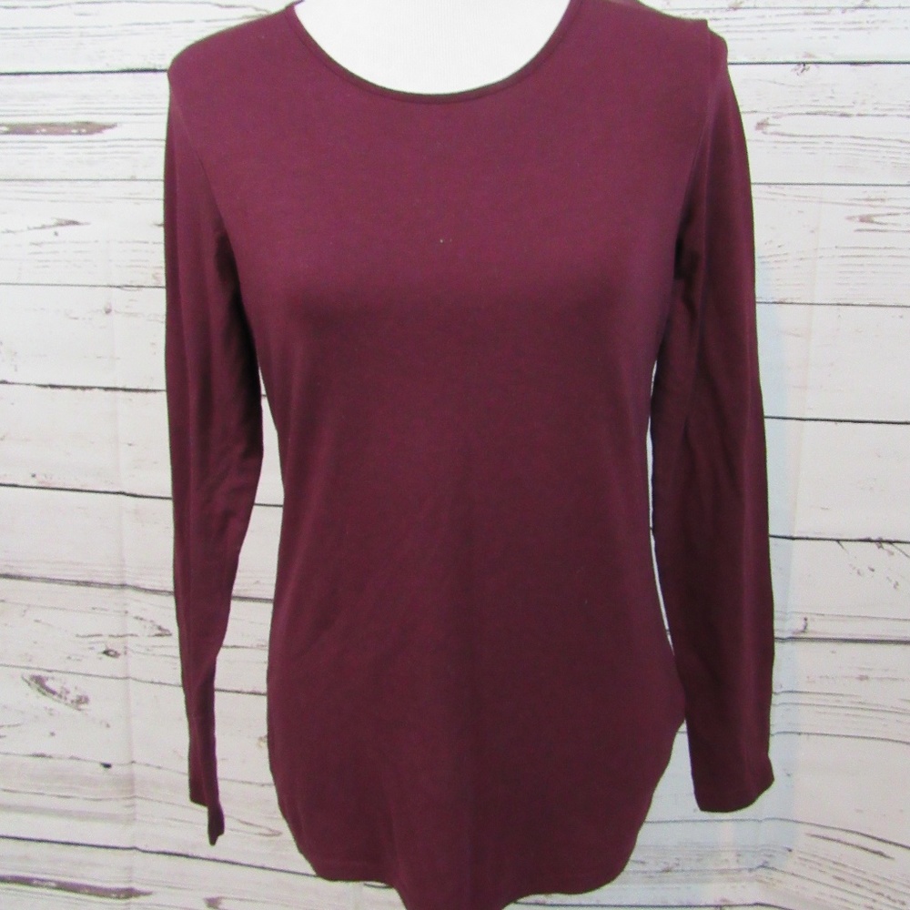 Divided H&M Basic Wine Long-Sleeved Top